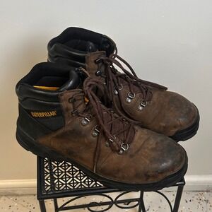 Caterpillar Steel Toe Work Boots Mens Size 14 Brown Leather Lace Up EH Utility